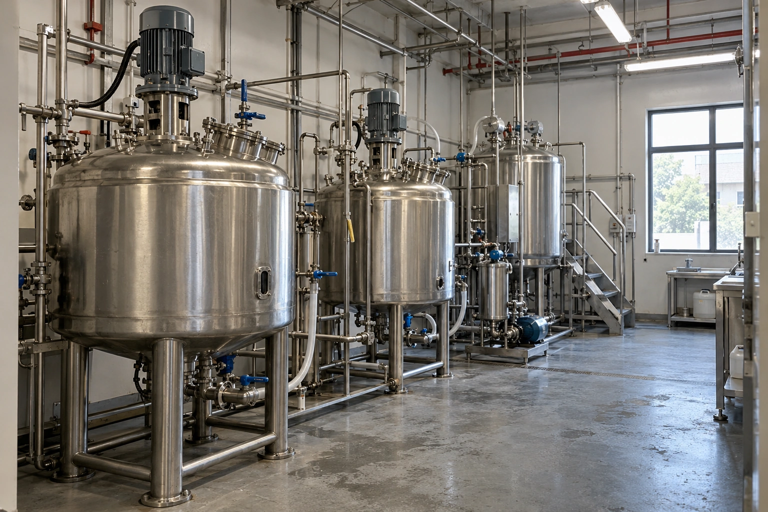 Production workshop with process equipment